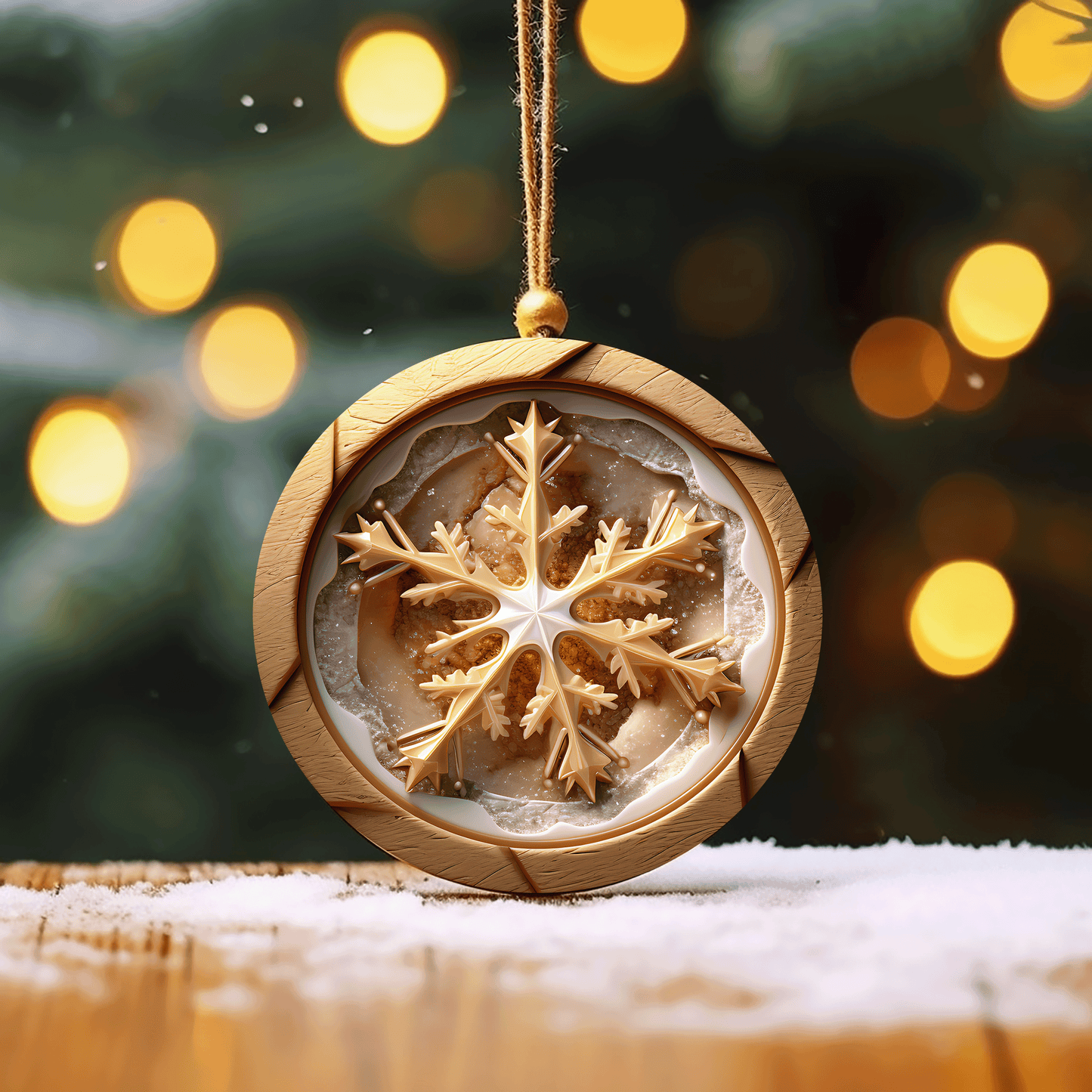 3D Gold Snowflake Ornament – Elegant Holiday Sparkle