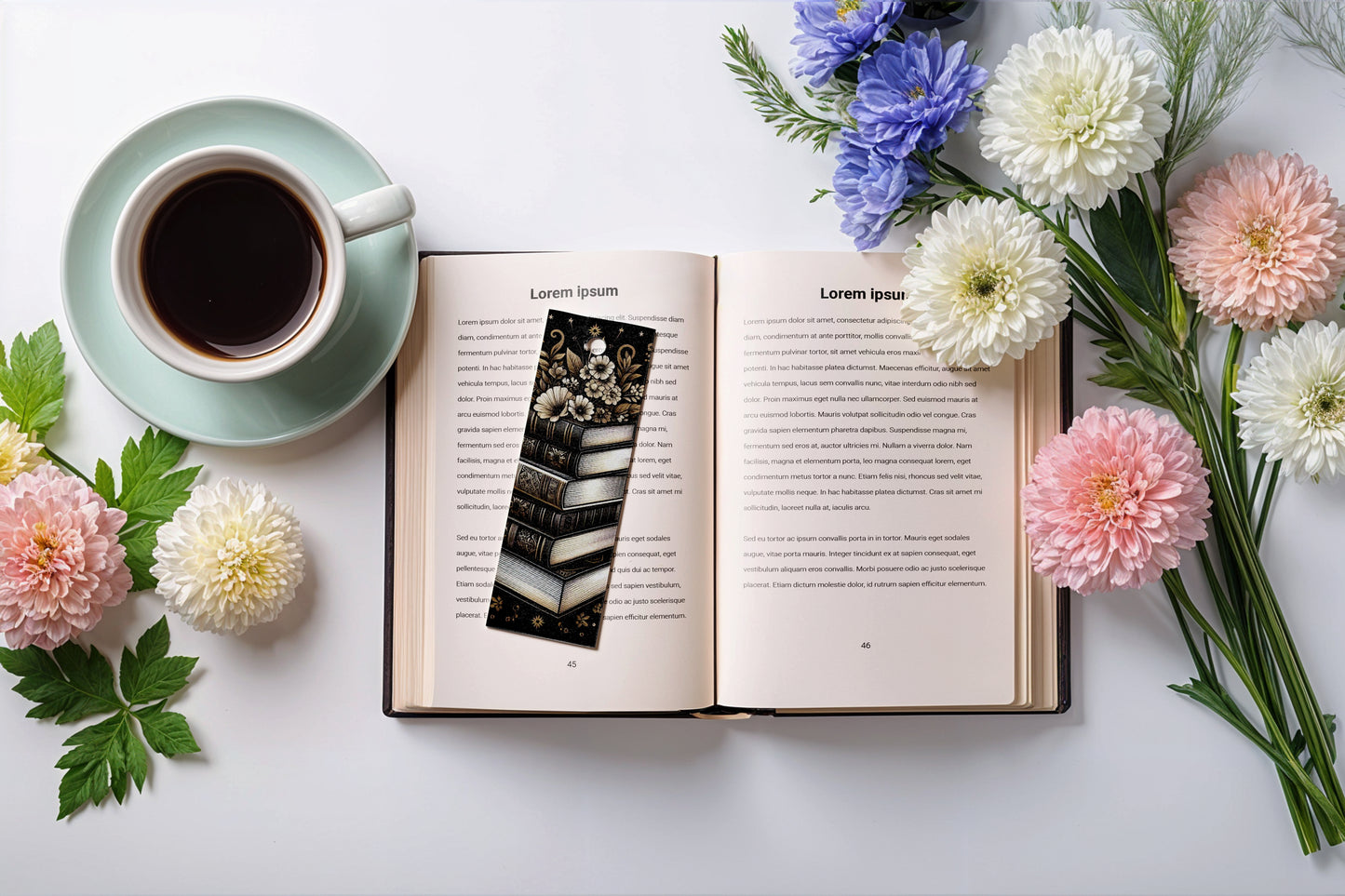 Black Floral Bookmarks