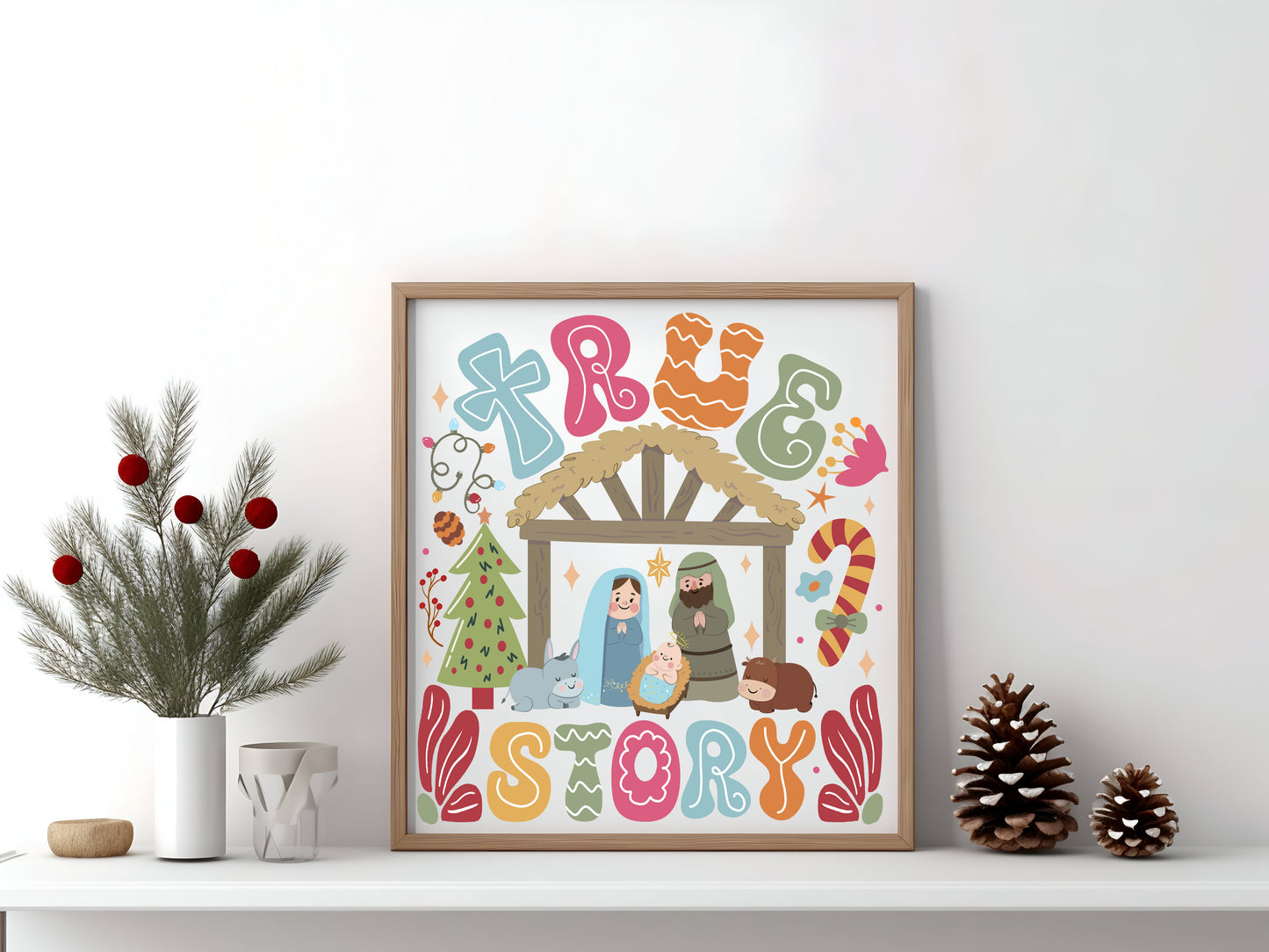 Boho Nativity Scene Christmas Sign