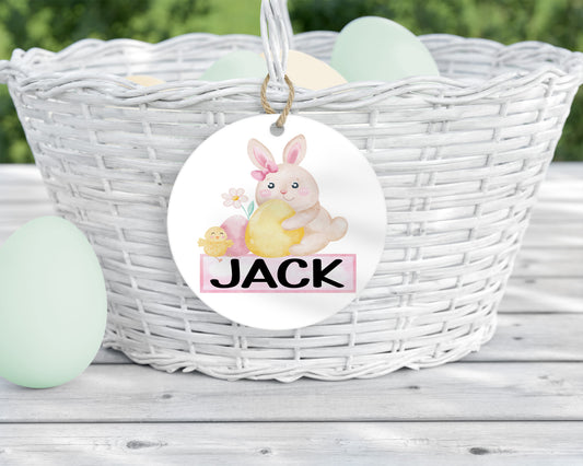 Hand-Drawn Bunny & Egg Name Easter Tags