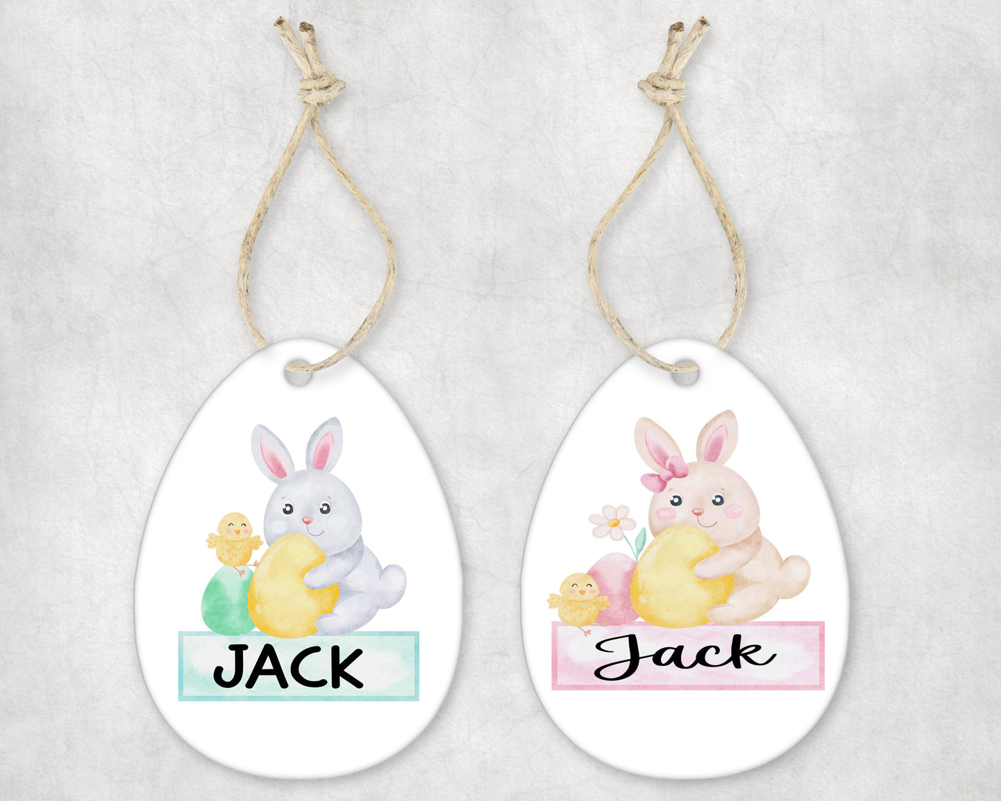 Hand-Drawn Bunny & Egg Name Easter Tags