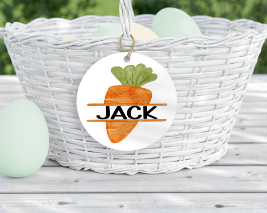 Custom Name Split Carrot Easter Tag