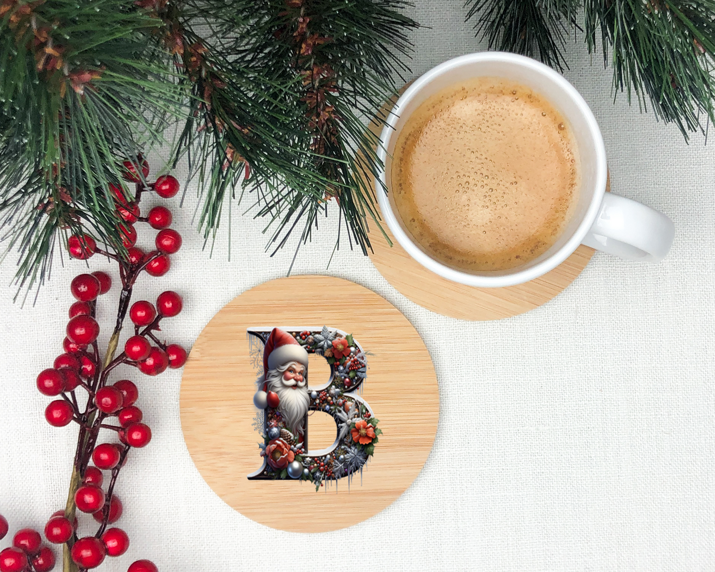 Christmas Initial Wooden Coasters