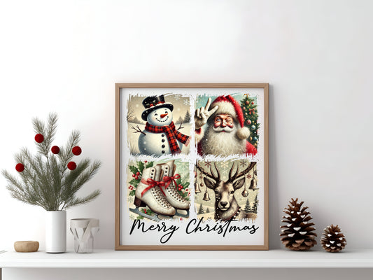 Vintage Merry Christmas Scenes Sign