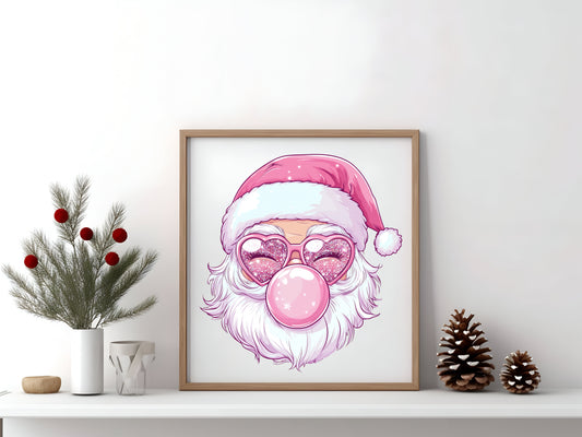 Glittered Bubblegum Santa Sign