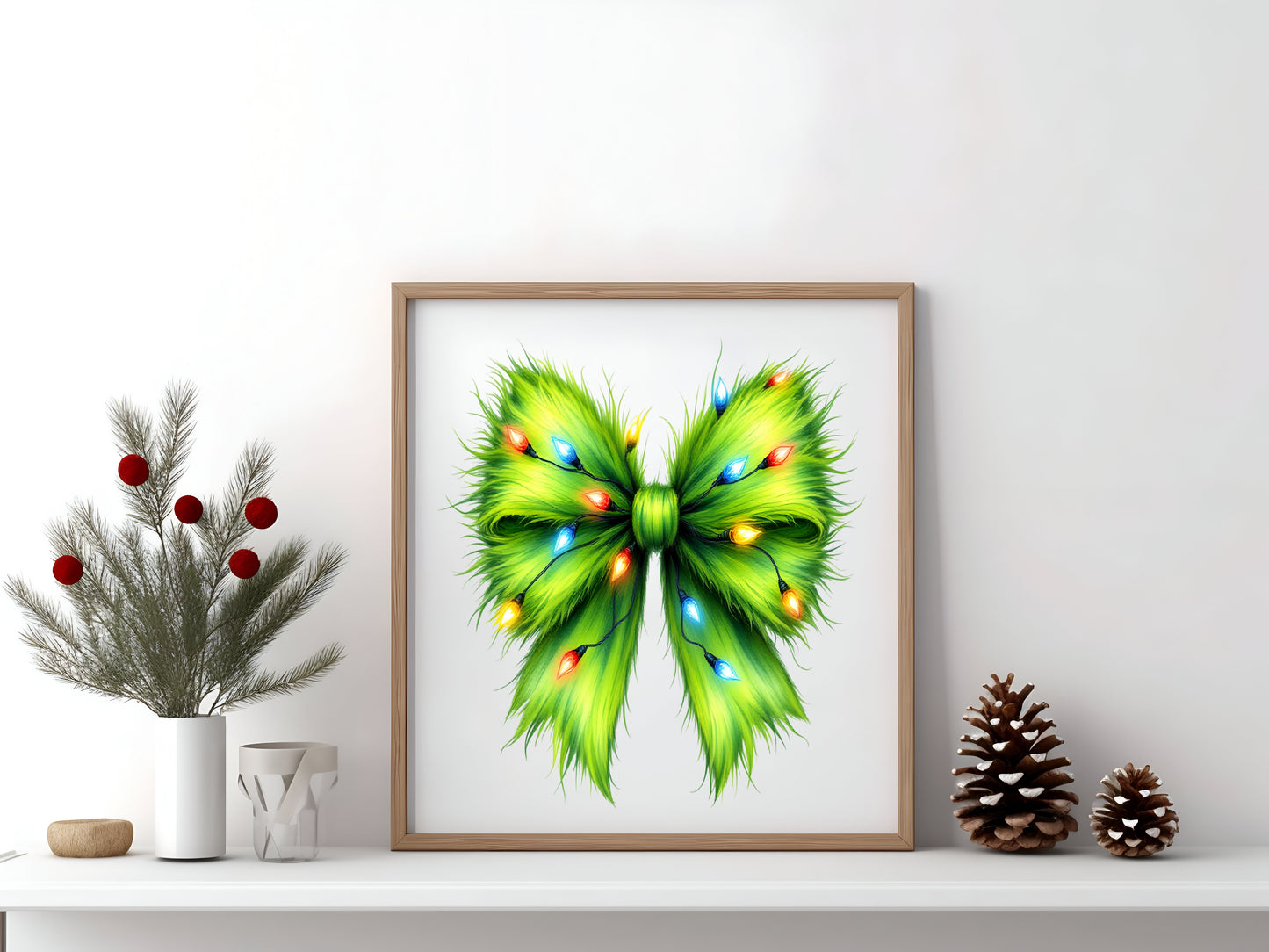 Fuzzy Green Christmas Bow Sign