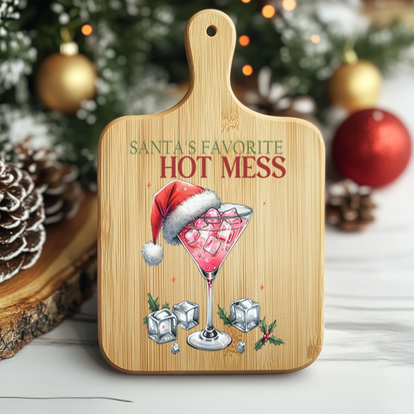 "Santa's Hot Mess" Decorative Wooden Cutting Board