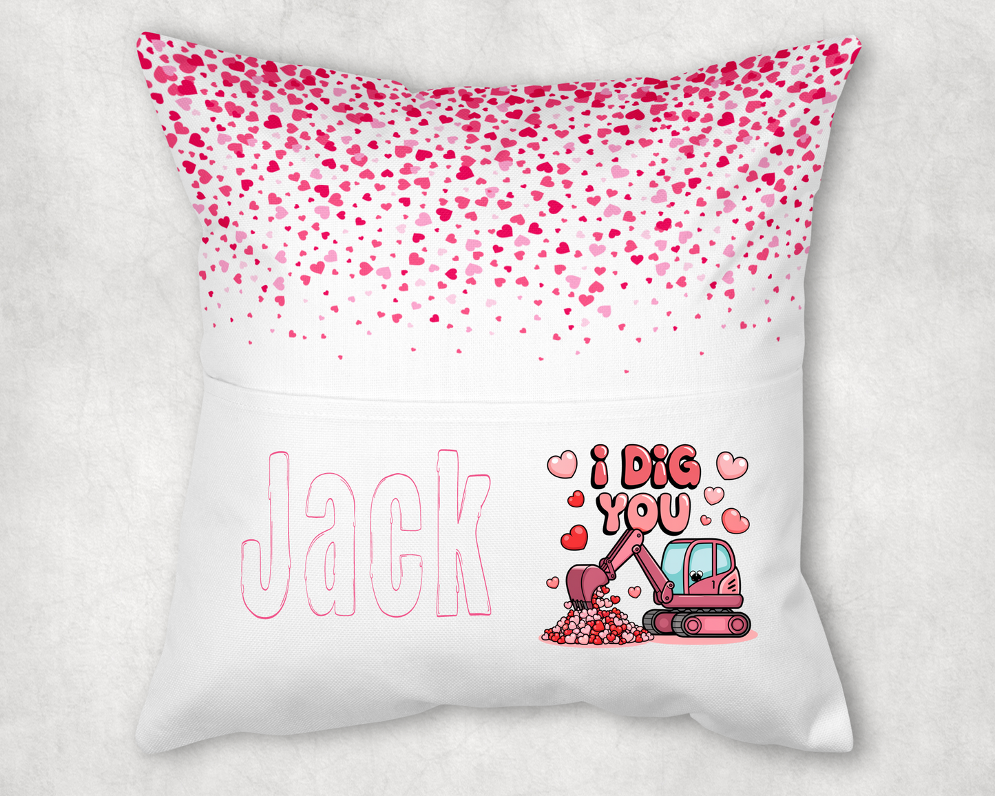 Valentine’s Day "I Dig You" Themed Personalized Book Pillow