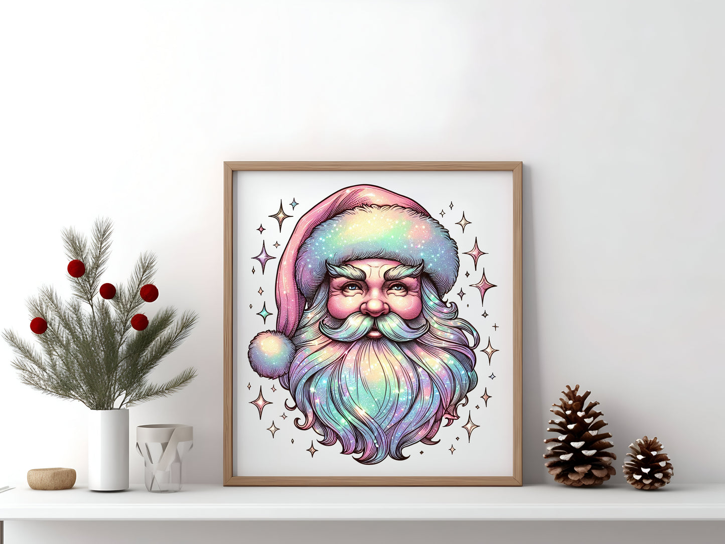 Iridescent Santa Reverse Canvas Sign