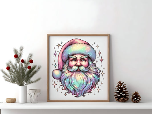 Iridescent Santa Reverse Canvas Sign