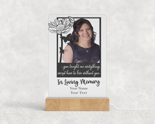 Memorial Butterfly Light-Up Plaque with Wooden Stand