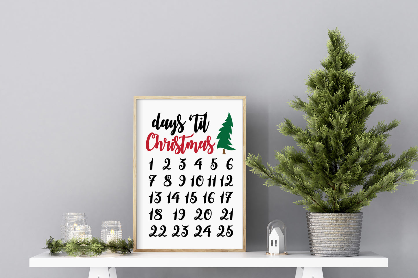 Christmas Count Down Dry Erase Sign