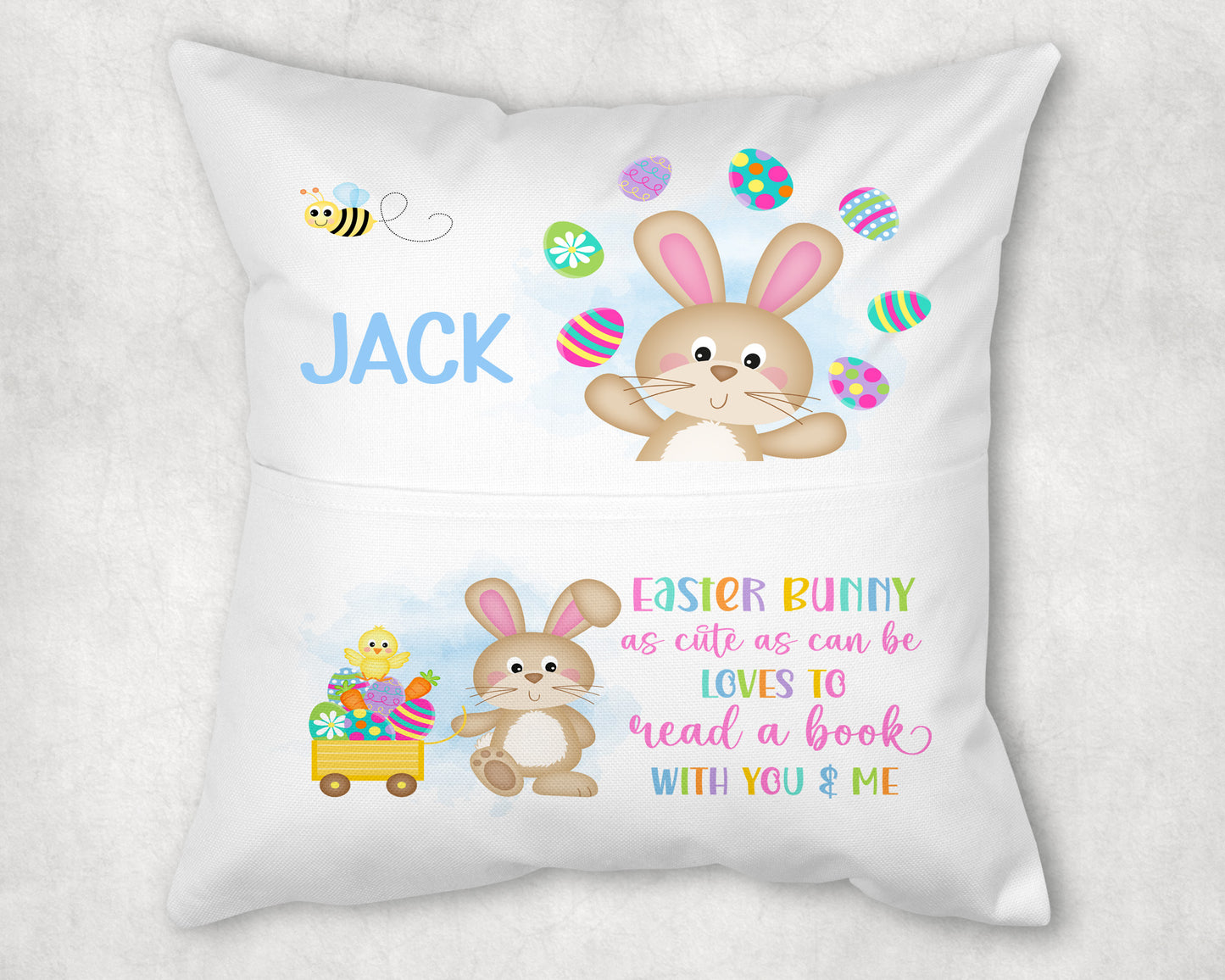 Custom Name Easter Book Pillow