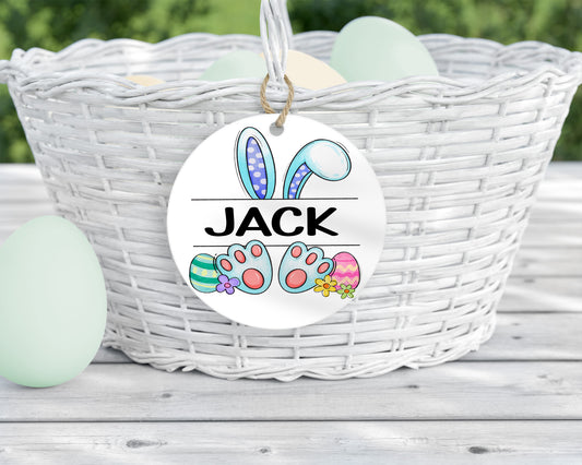 Polka Dot Bunny Name Easter Tag