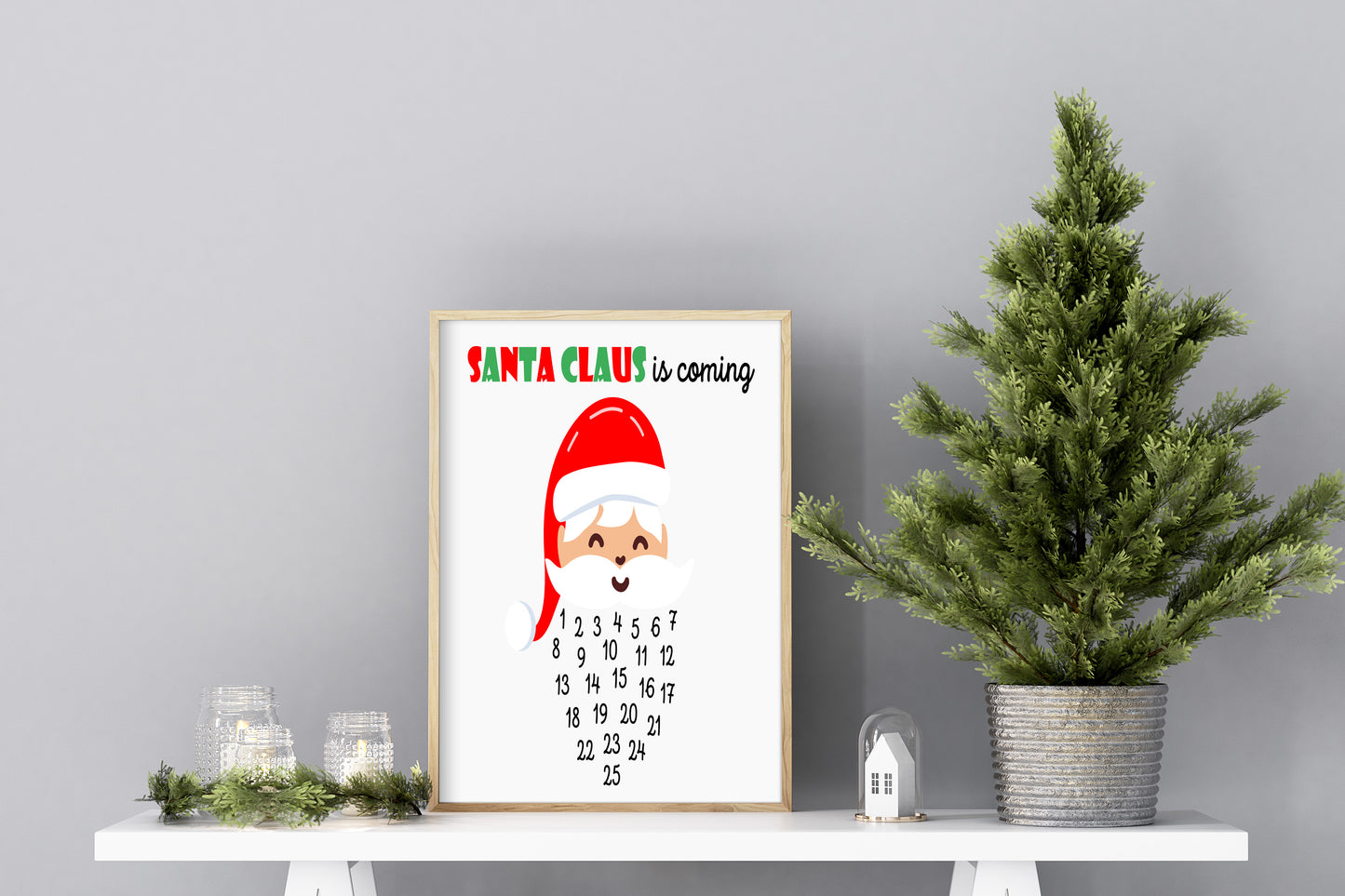 Santa Beard Dry Erase Countdown SIgn