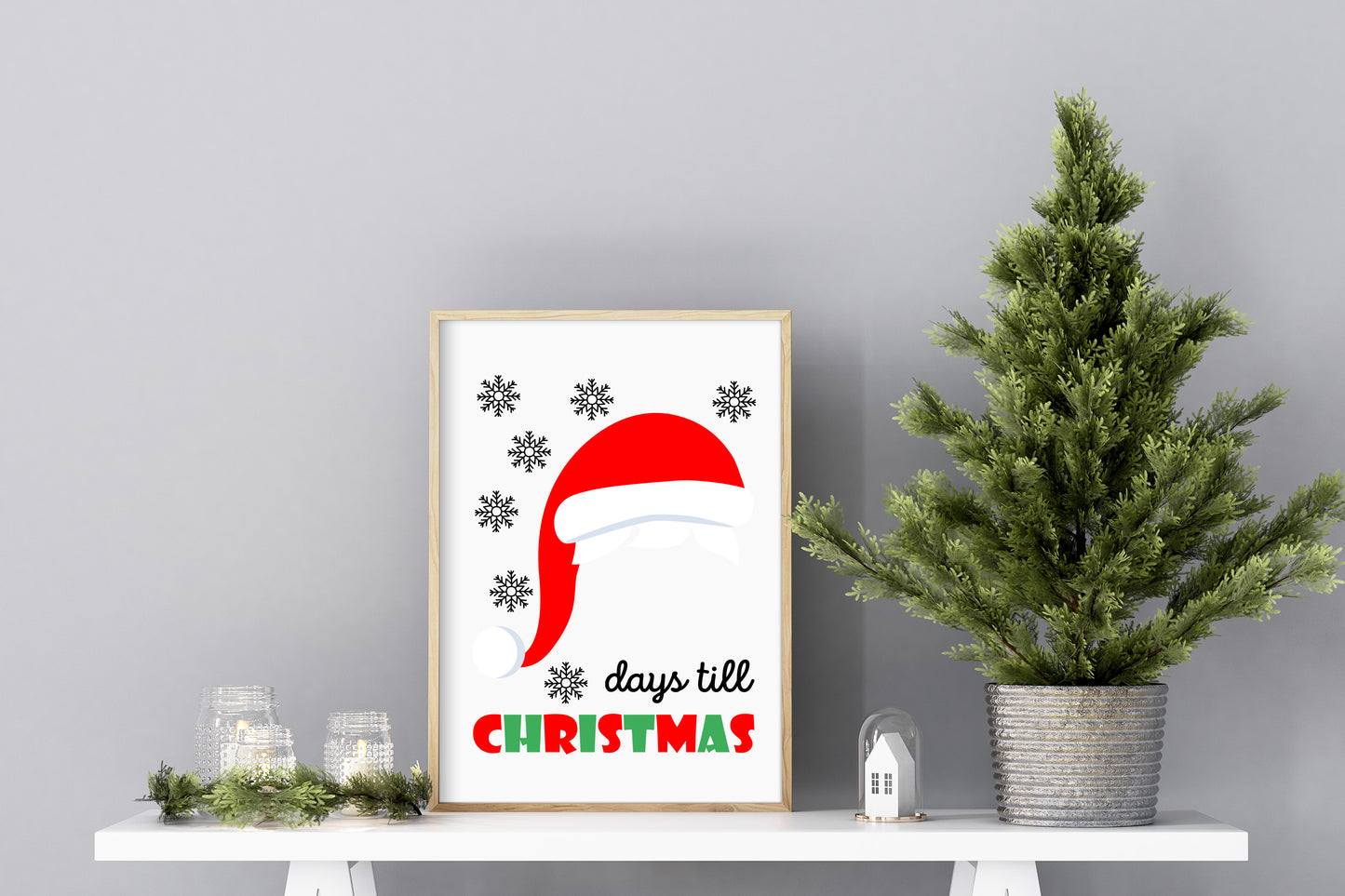 Santa Beard Dry Erase Count Down Sign