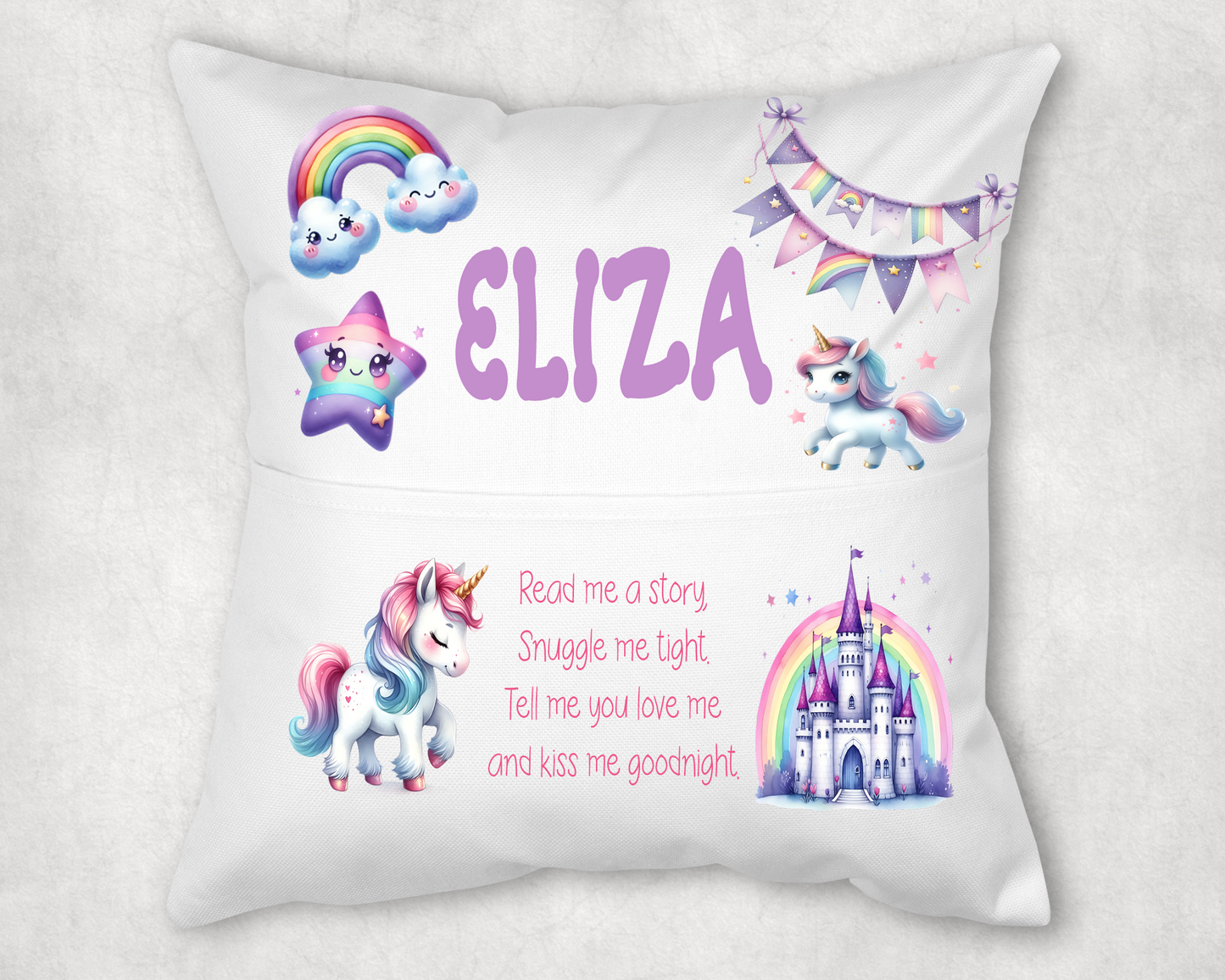 Unicorn-Themed Personalized Book Pillow