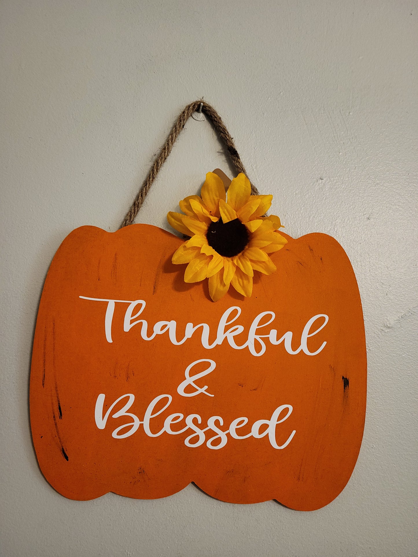 Thankful & Blessed Pumpkin Sign