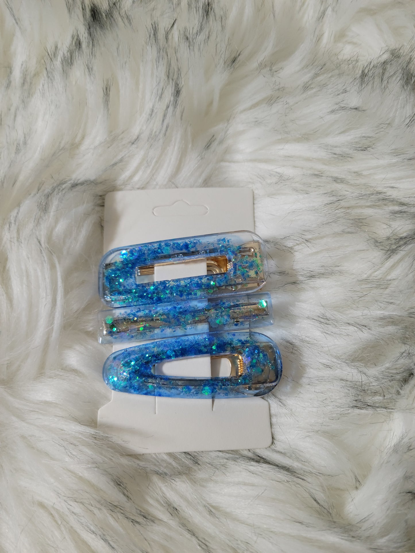 Blue Glitter Barrettes